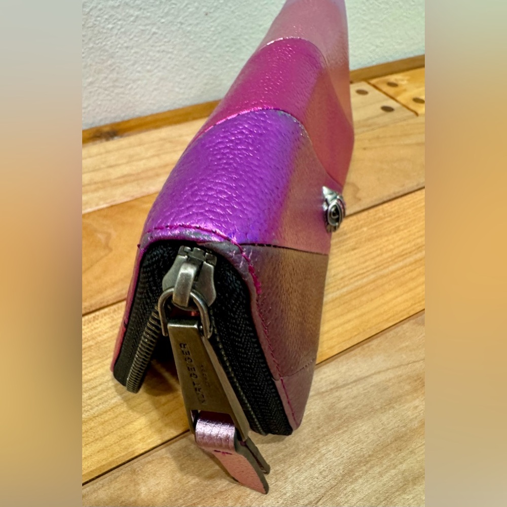 Kurt Geiger London Kensington Zip Around Metallic Pink Wallet - Picture 6 of 6